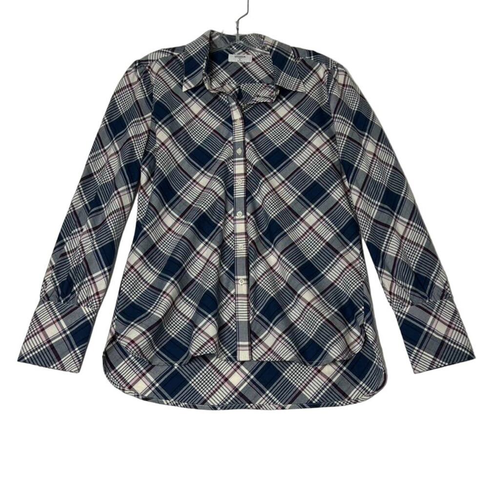 UNTUCKit Sarah Long Sleeve Plaid Button Down Shirt Blue Womens 6 USA 2021